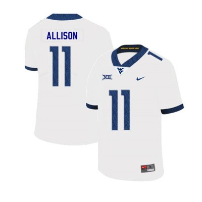 Men's West Virginia Mountaineers NCAA #11 Jack Allison White Authentic Nike 2019 Stitched College Football Jersey UH15X22PZ